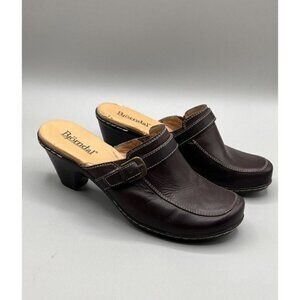BJORNDAL~ Women’s Kendall  Clogs Brown Leather Mules Wedge Comfort Shoes Sz 7.5M